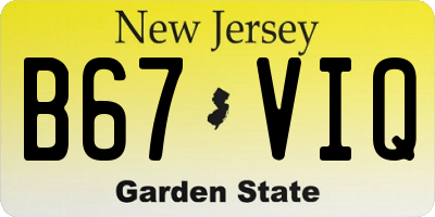 NJ license plate B67VIQ