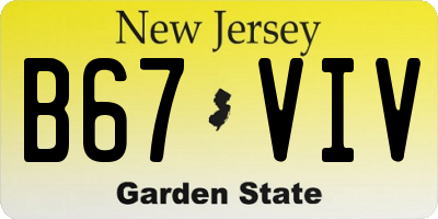 NJ license plate B67VIV