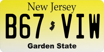 NJ license plate B67VIW