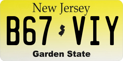 NJ license plate B67VIY