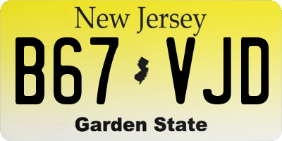 NJ license plate B67VJD
