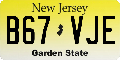 NJ license plate B67VJE