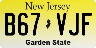 NJ license plate B67VJF