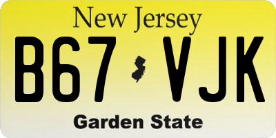 NJ license plate B67VJK