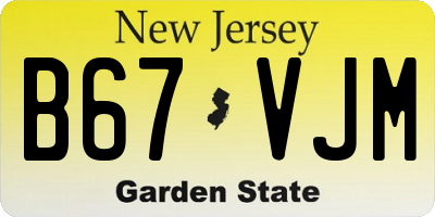 NJ license plate B67VJM