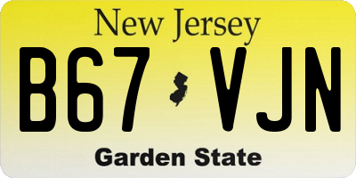 NJ license plate B67VJN