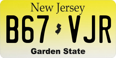NJ license plate B67VJR