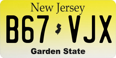 NJ license plate B67VJX