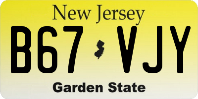 NJ license plate B67VJY