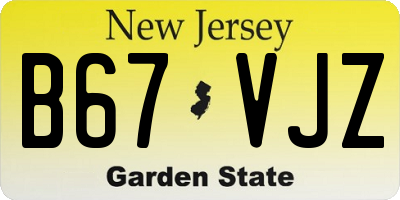NJ license plate B67VJZ