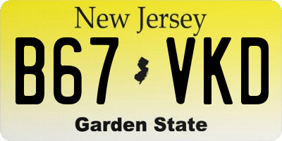 NJ license plate B67VKD
