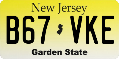 NJ license plate B67VKE