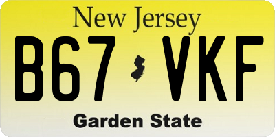 NJ license plate B67VKF