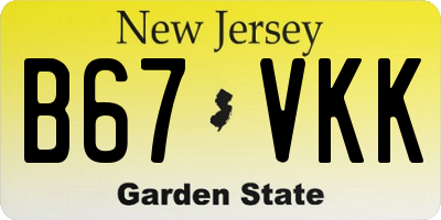 NJ license plate B67VKK
