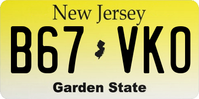 NJ license plate B67VKO