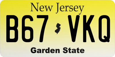 NJ license plate B67VKQ