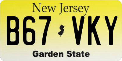 NJ license plate B67VKY