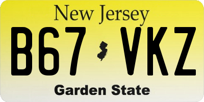 NJ license plate B67VKZ