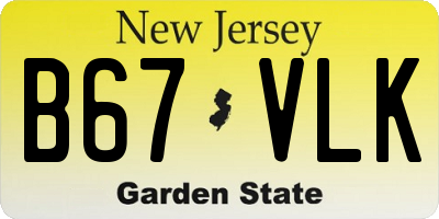 NJ license plate B67VLK