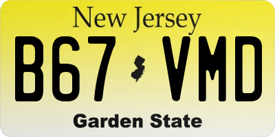 NJ license plate B67VMD