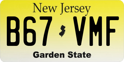 NJ license plate B67VMF