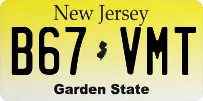 NJ license plate B67VMT