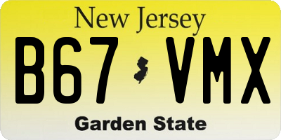 NJ license plate B67VMX