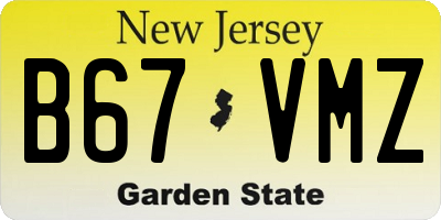 NJ license plate B67VMZ