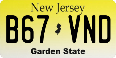 NJ license plate B67VND
