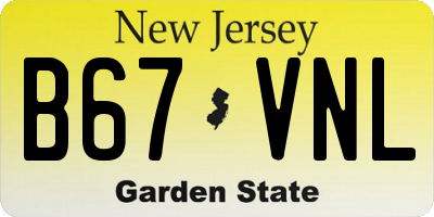 NJ license plate B67VNL