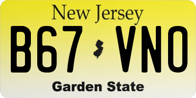 NJ license plate B67VNO