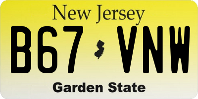 NJ license plate B67VNW