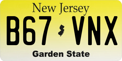 NJ license plate B67VNX