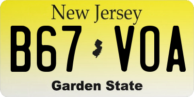 NJ license plate B67VOA