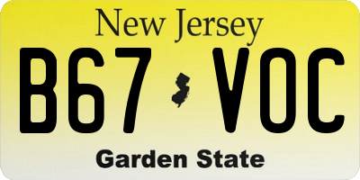 NJ license plate B67VOC