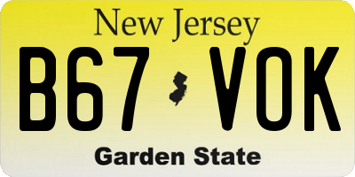 NJ license plate B67VOK