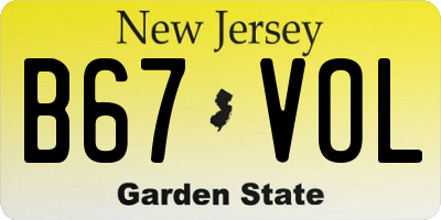 NJ license plate B67VOL