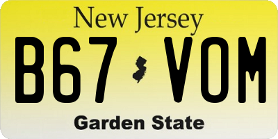 NJ license plate B67VOM