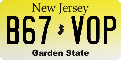 NJ license plate B67VOP