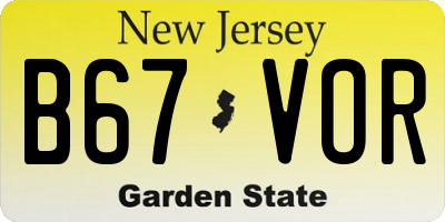 NJ license plate B67VOR