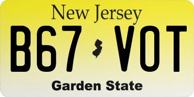 NJ license plate B67VOT