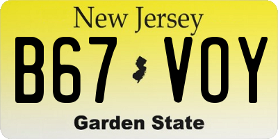 NJ license plate B67VOY