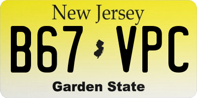 NJ license plate B67VPC