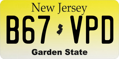 NJ license plate B67VPD