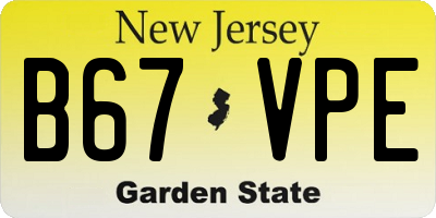 NJ license plate B67VPE