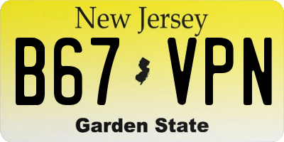 NJ license plate B67VPN