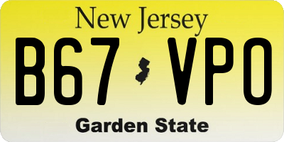 NJ license plate B67VPO