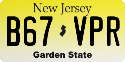 NJ license plate B67VPR