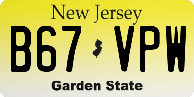 NJ license plate B67VPW