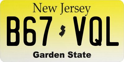 NJ license plate B67VQL